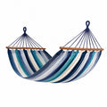 Amaca in cotone con struttura in legno blu, bianco e verde 200x150 cm
