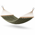 Amaca in Tessuto Verde con Barra in Legno e Accessori in Acciaio 200x140 cm