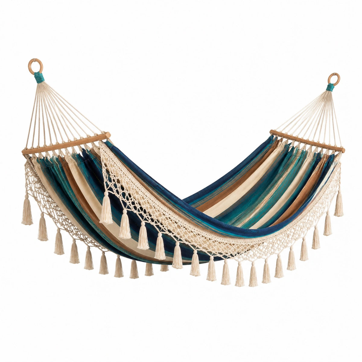 Amaca in Cotone a Righe con Frange 200x150 cm