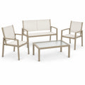 Set da giardino in metallo e poliestere color crema 4 pezzi