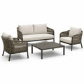Set salotto da giardino in metallo e corda sintetica 4 pezzi