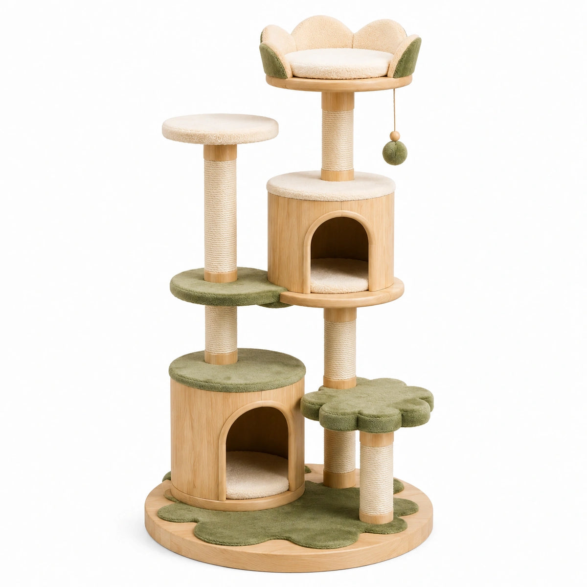 Albero Tiragraffi per Gatti in Legno e Sisal Verde