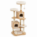 Albero Tiragraffi in Legno con Corde Sisal e Piattaforme Beige