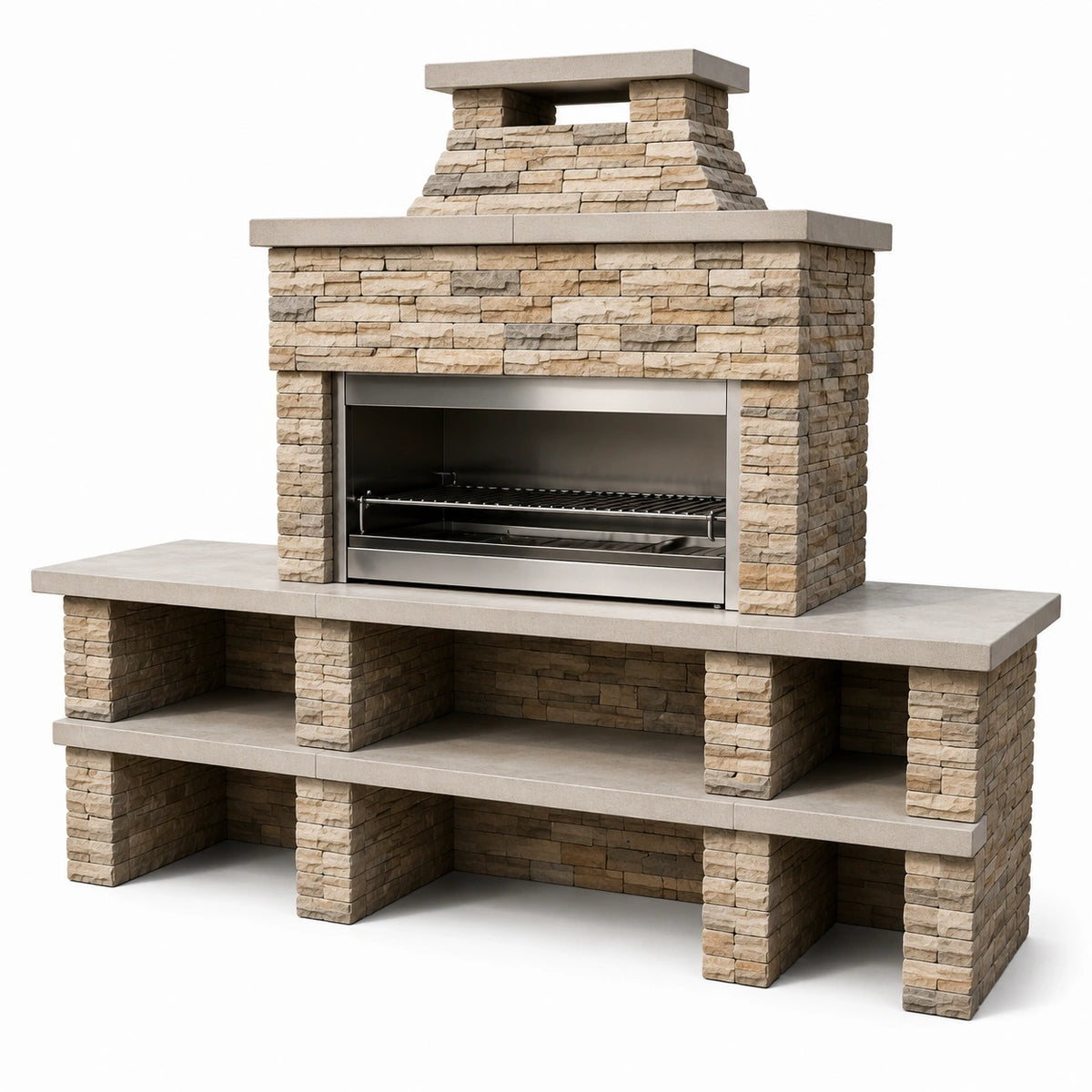 Barbecue in pietra naturale e acciaio inox per esterno