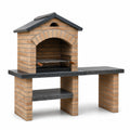 Barbecue in mattoni e pietra refrattaria con piano d'appoggio 120x60x210 cm