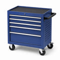Carrello portautensili in acciaio blu con 5 cassetti e ruote girevoli