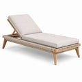 Lettino prendisole in legno teak e corda beige 200x75x35 cm