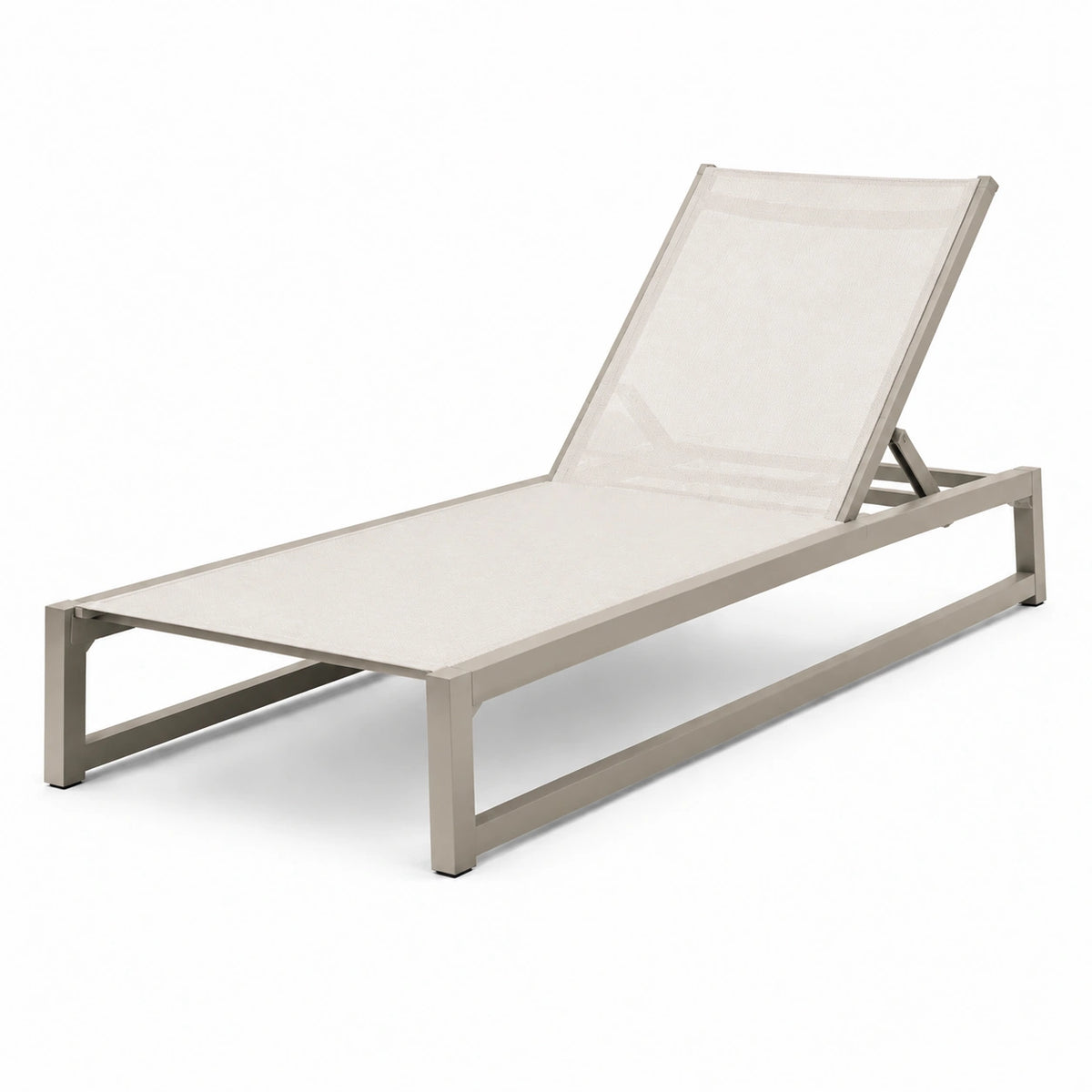 Lettino prendisole in alluminio e tessuto beige