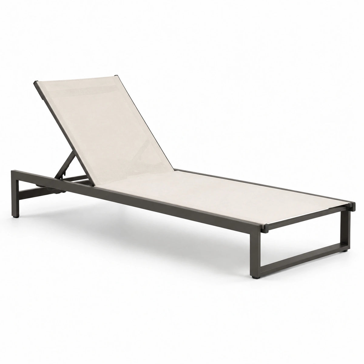 Lettino prendisole in metallo e textilene beige