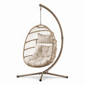 Poltrona sospesa in polyrattan beige con telaio in acciaio