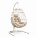 Sedia a dondolo sospesa in rattan sintetico con base in metallo