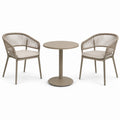 Set da bistrot in metallo e corda con tavolo rotondo beige